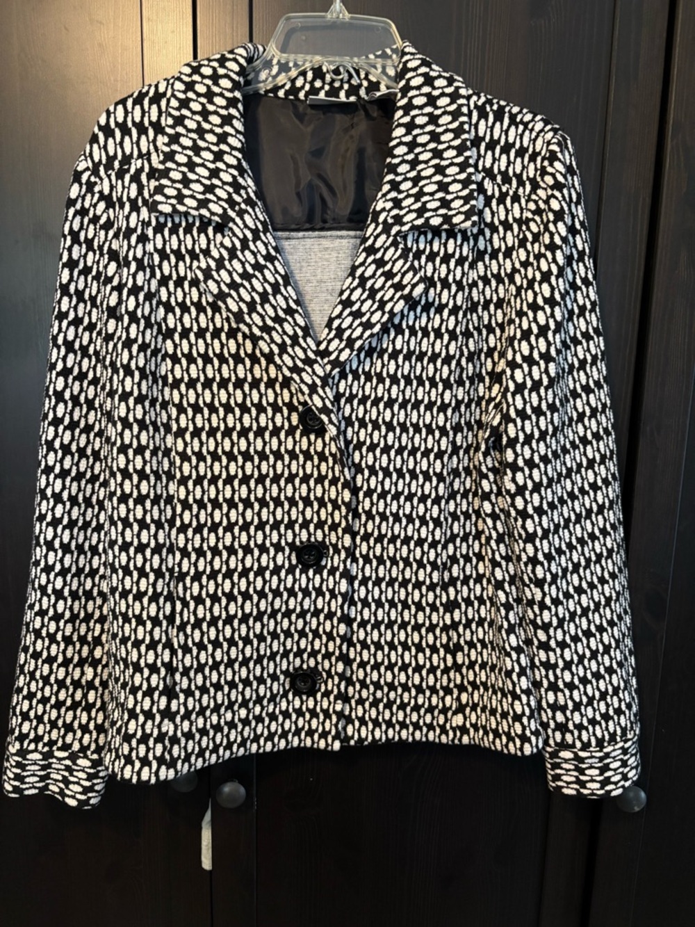 Chicos Blazer Women’s Black & White Button Up With Pockets Blazer